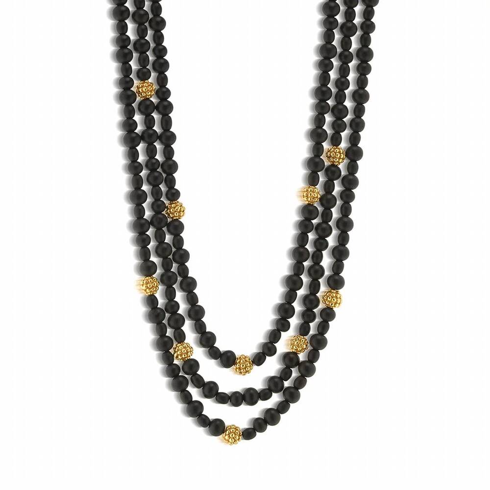 NEW CAPUCINE DE WULF women's berry triple strand necklace in ebony